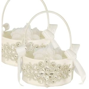 LAPUDA Two Pieces one Set, Series-Wedding , Flower Girl' Basket, Rhinestone
